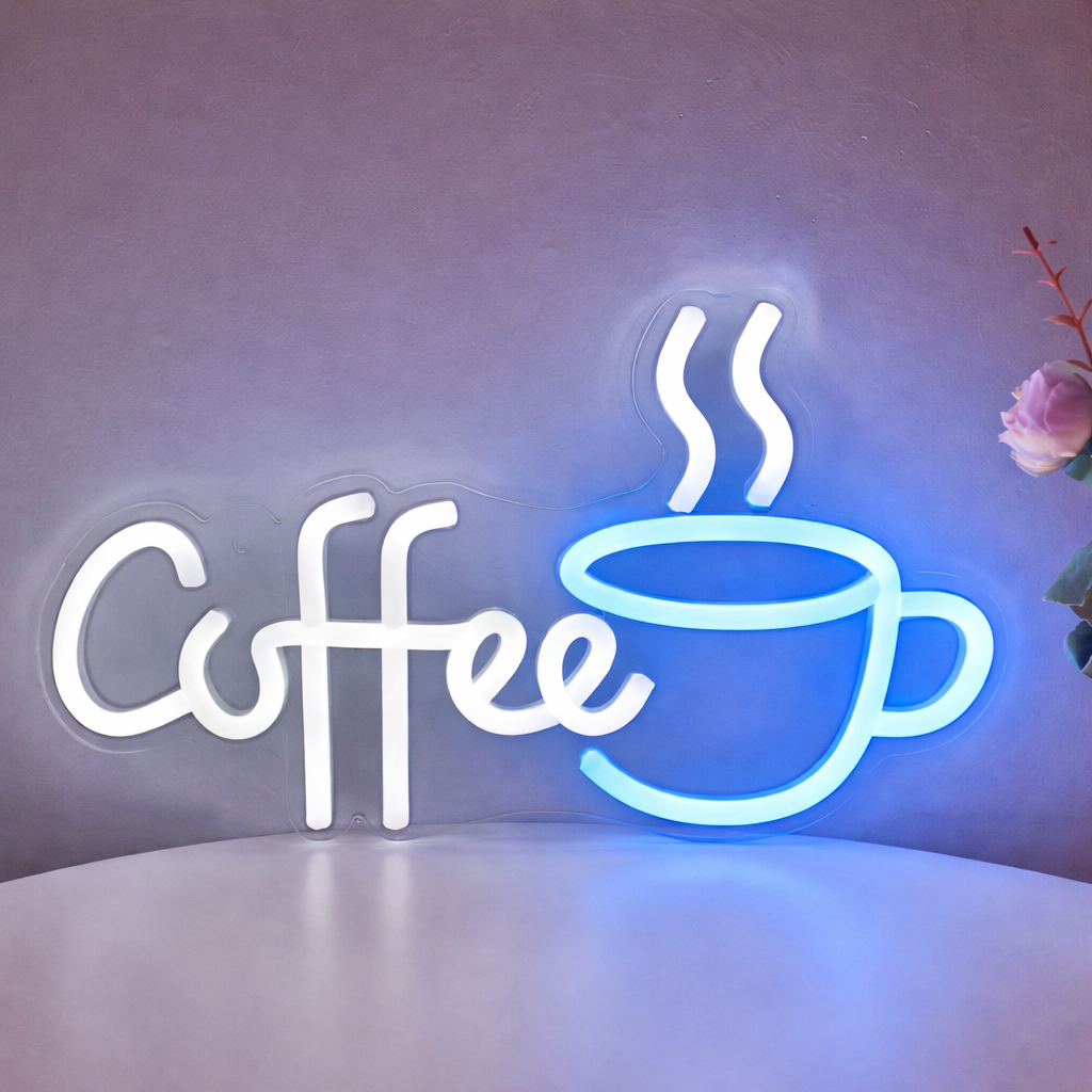 Coffee Cup LED Neon Sign for Kitchen Cafe Wall Decor Light