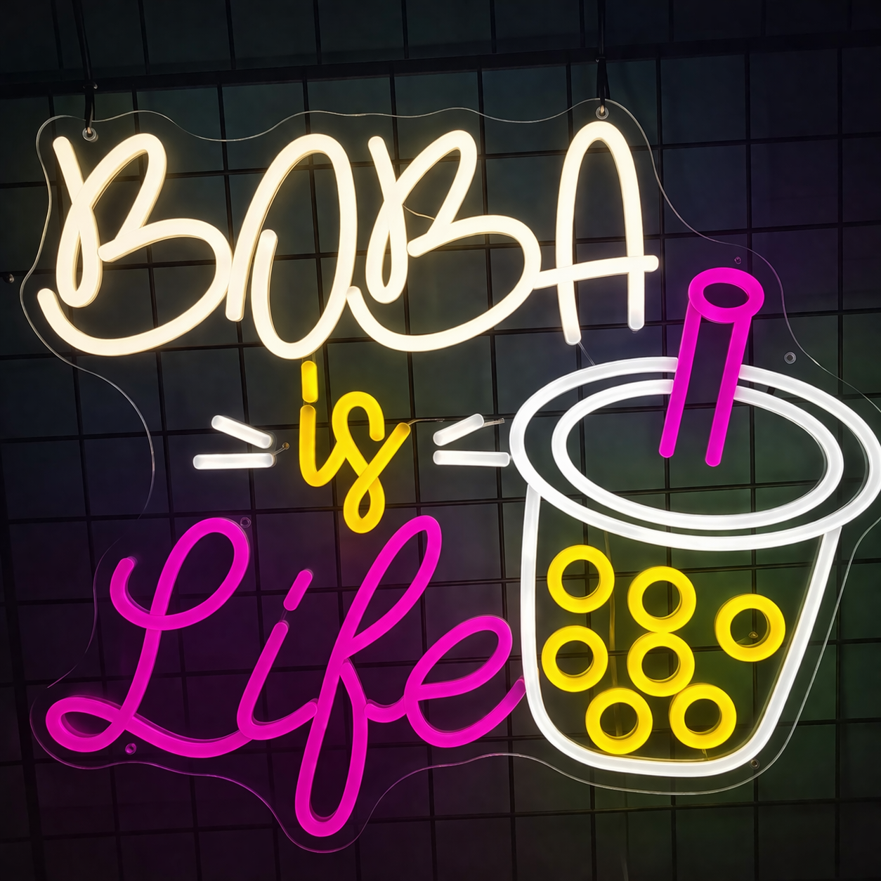 Boba Is Life LED Neon Sign Bubble Tea Neon Light for Cafe Shop Wall Decor