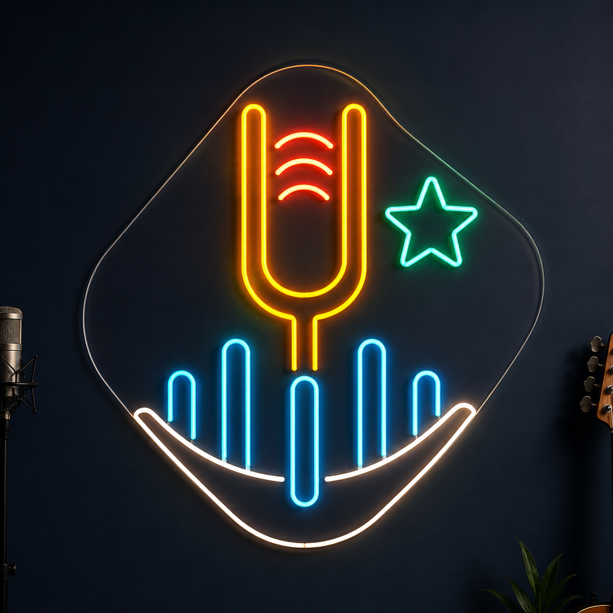Tuning Fork & Star LED Neon Sign for Vocal Studios - design reference
