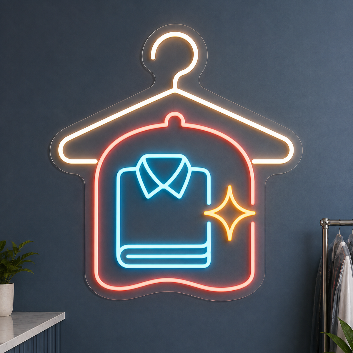 Hanger & Garment Bag LED Neon Sign for Dry Cleaners - design reference
