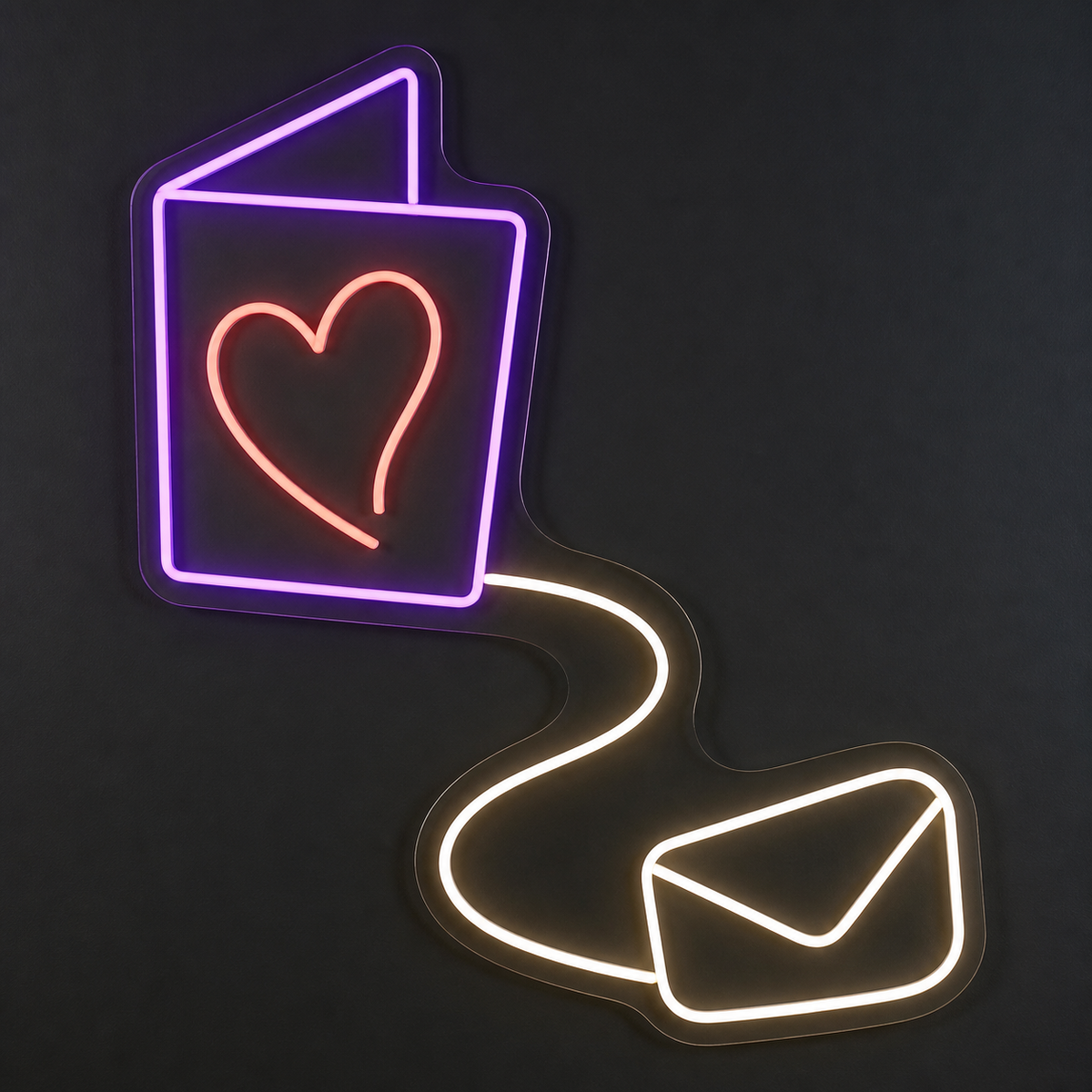 Heart Card and Envelope LED Neon Sign for Letter Lovers - design reference