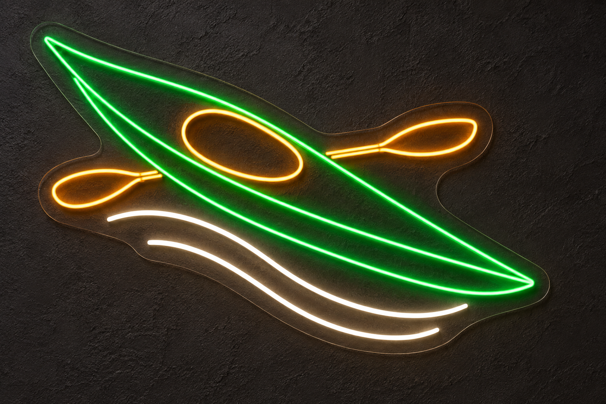Kayak and Paddle LED Neon Sign for Paddling Spaces - design reference