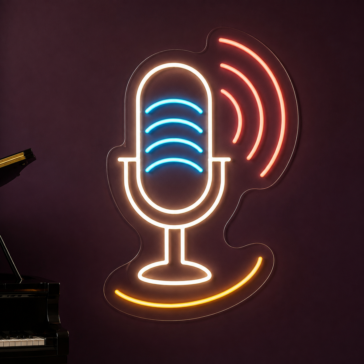 Microphone & Sound Waves LED Neon Sign for Vocal Studios - design reference