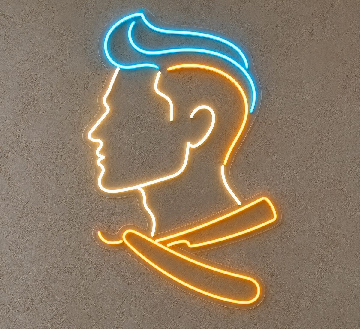 Pompadour & Razor LED Neon Sign for Barber Schools - design reference