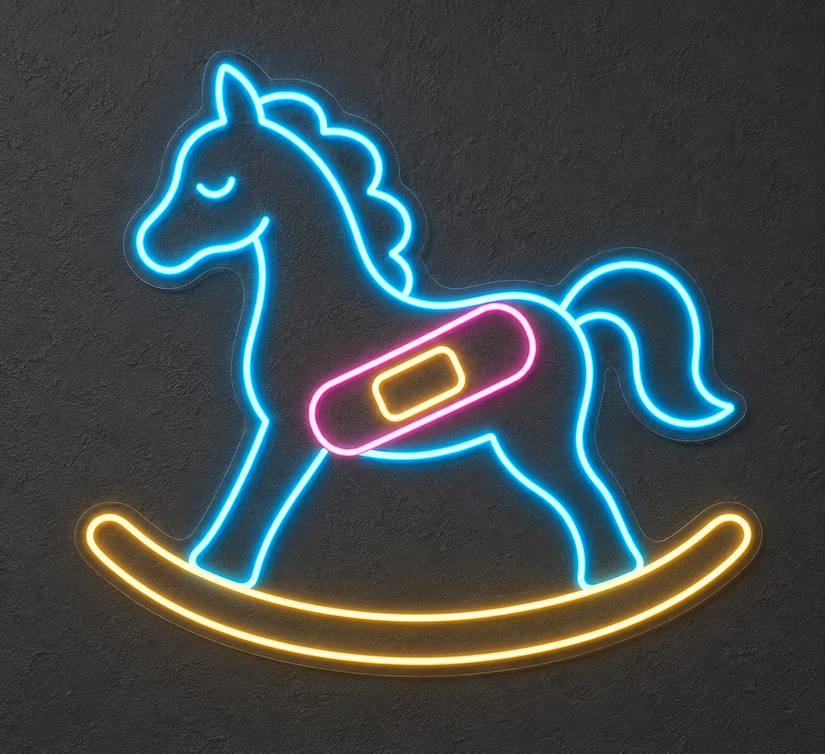 Rocking Horse & Bandage LED Neon Sign for Pediatric Clinics - design reference