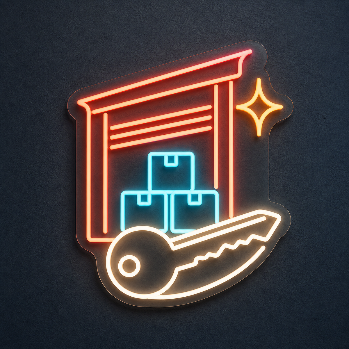Storage Door & Boxes LED Neon Sign for Self Storage Offices - design reference