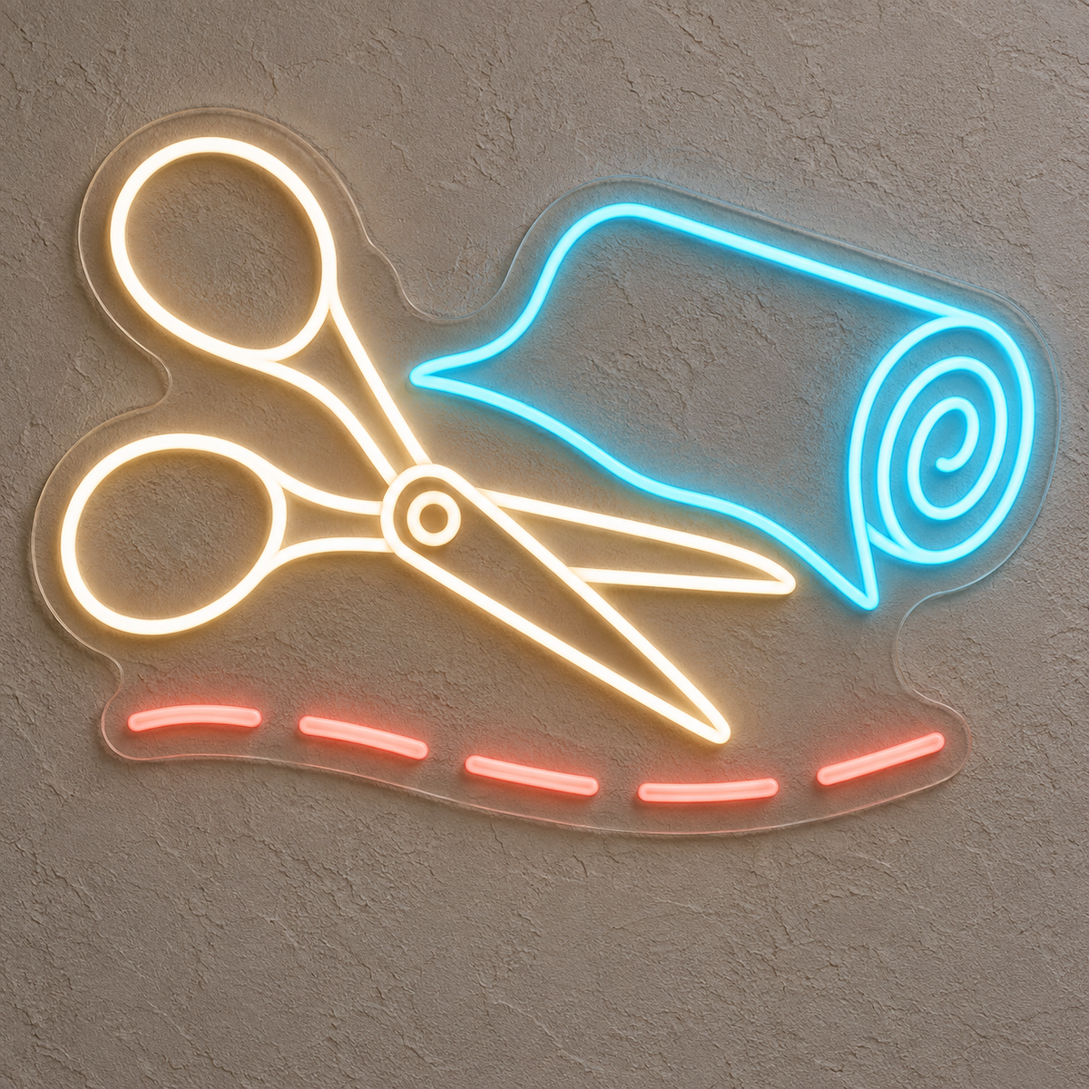 Tailoring Scissors & Fabric Roll LED Neon Sign for Sewing Schools - design reference