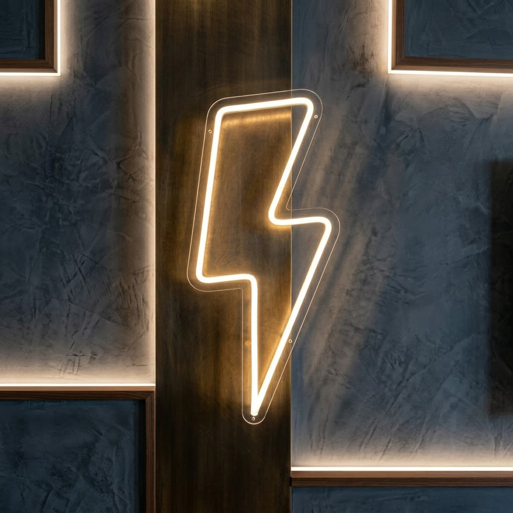 Lightning Bolt LED Neon Sign for Gaming Room, Bar & Modern Wall Decor