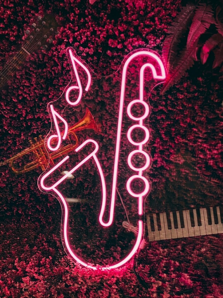 Saxophone LED Neon Sign Music Note Neon Light for Jazz Bar Music Studio Wall Decor