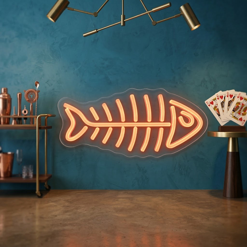 Fish Bone LED Neon Sign for Kitchen, Bar & Funny Wall Decor