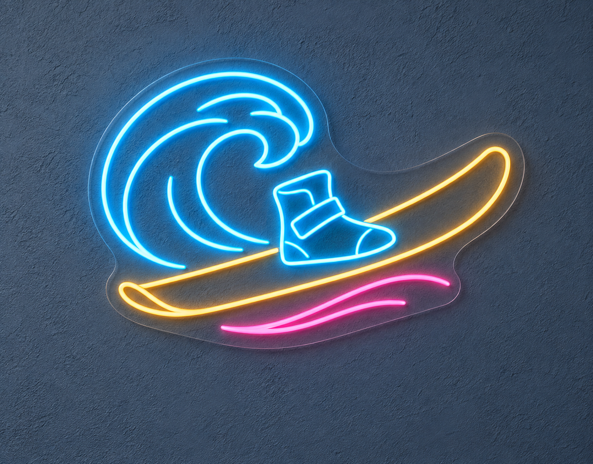 Wakeboard and Wave LED Neon Sign for Watersports Shops - design reference