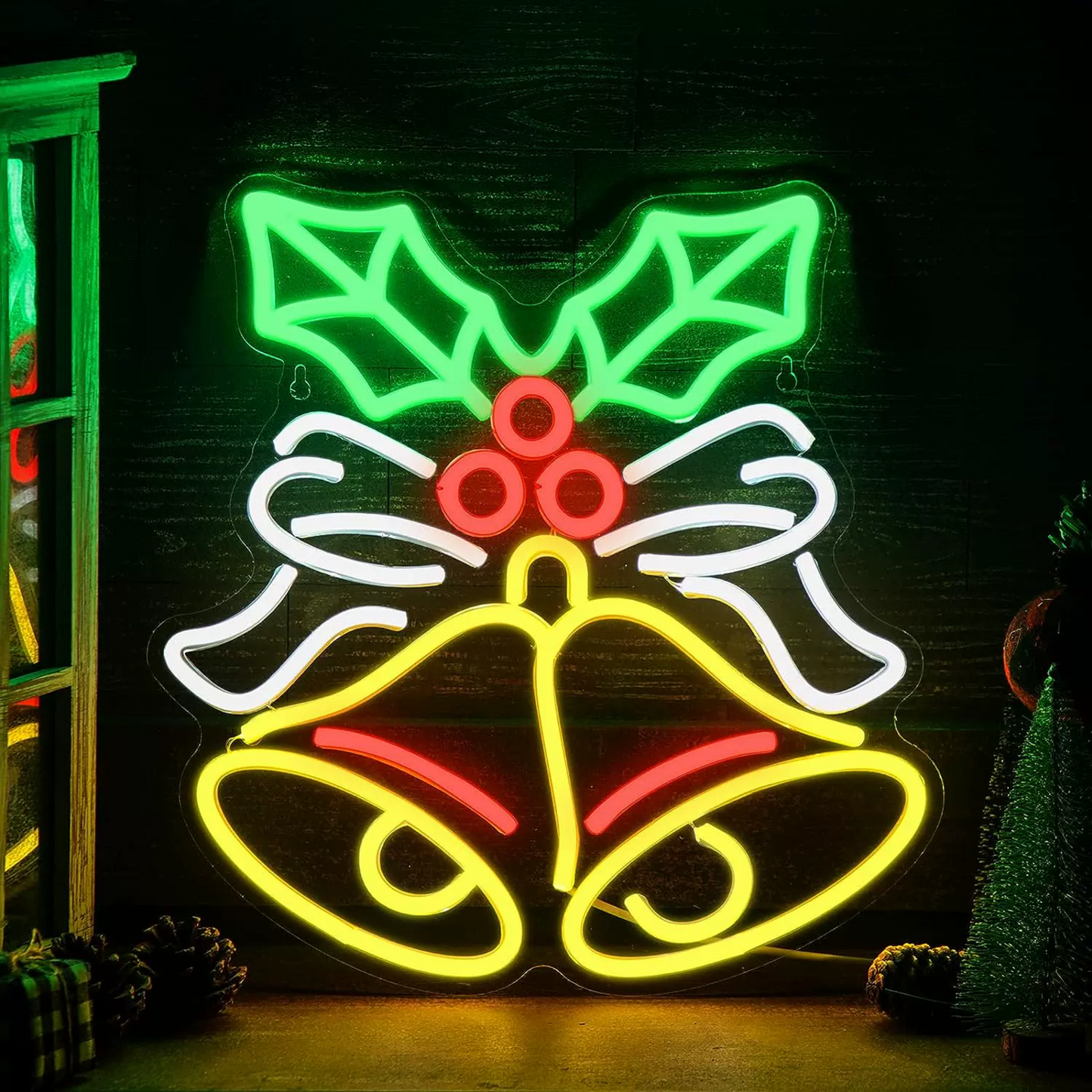 Christmas Bell Neon Sign LED Wall Light for Holiday Decor
