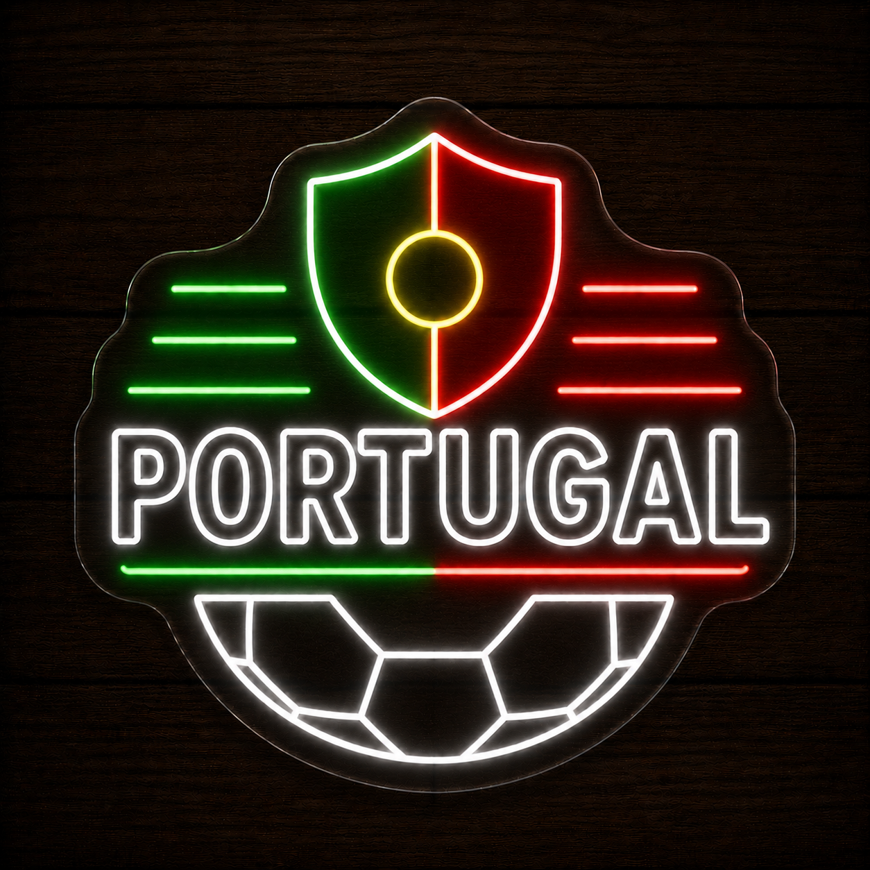 Portugal Soccer LED Neon Sign Football Neon Light Wall Decor for Sports Bar Game Room