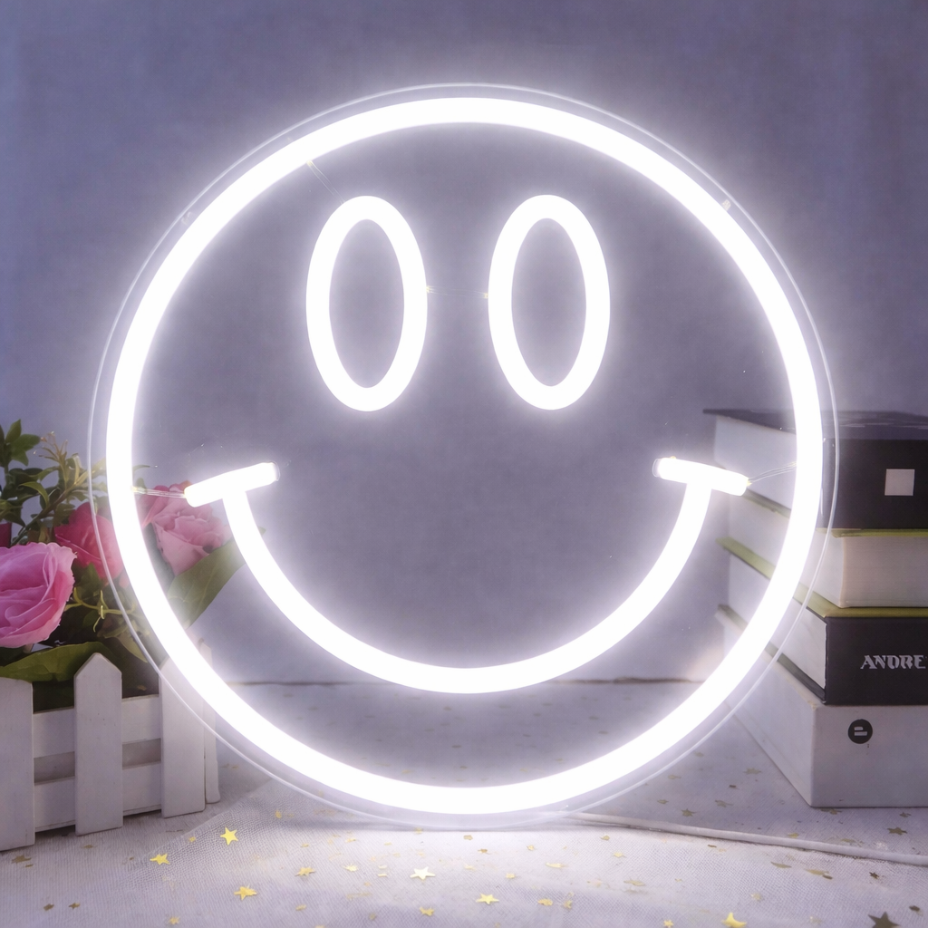 Classic Smiley Face LED Neon Sign for Bedroom Wall Decor Light