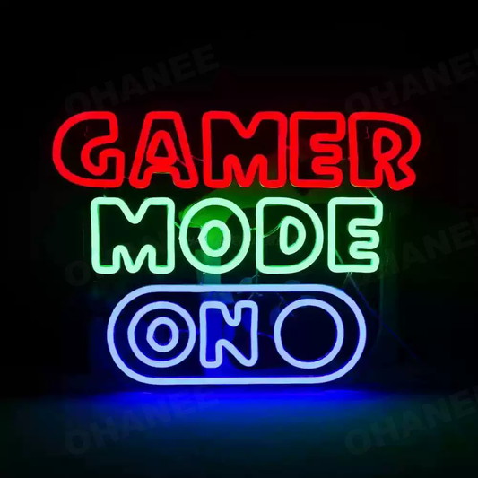 Gamer Mode On LED Neon Sign for Gaming Room, Stream Setup & Gamer Wall Decor