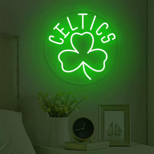 Lucky Clover LED Neon Sign Shamrock Green Wall Light for Bar Decor