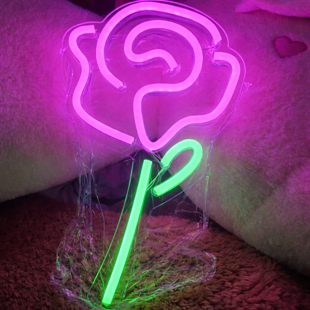 Rose LED Neon Sign for Bedroom Aesthetic Wall Decor Light
