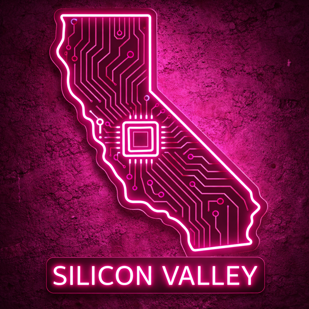 California Silicon Valley Circuit LED Neon Sign for Tech Office Wall Decor