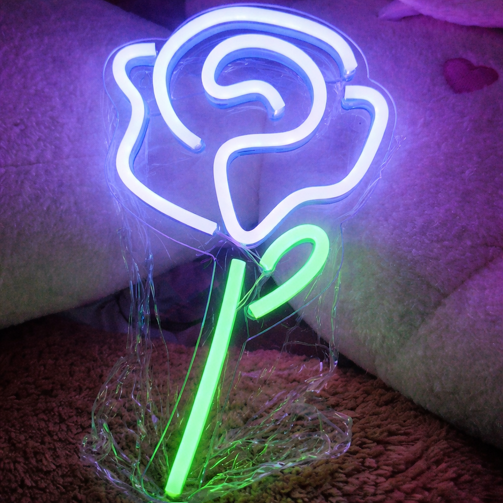 Rose LED Neon Sign for Bedroom Aesthetic Wall Decor Light