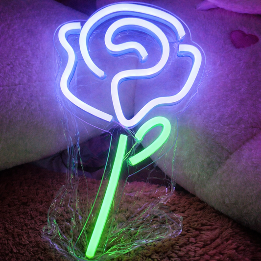 Rose LED Neon Sign for Bedroom Aesthetic Wall Decor Light