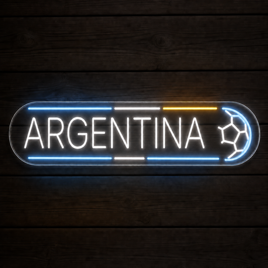 Argentina Soccer LED Neon Sign Argentine Flag Football Neon Light Wall Decor for Sports Bar Game Room