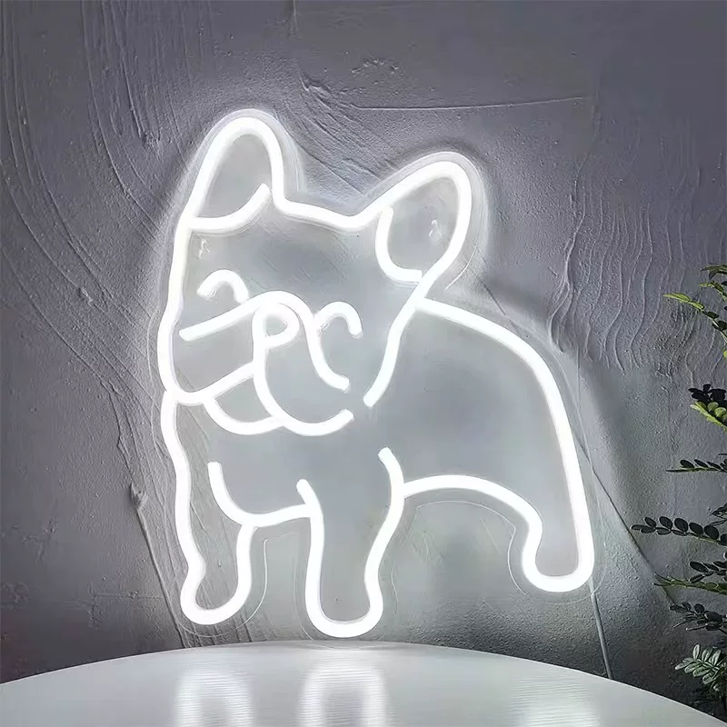Minimalist Dog Ear LED Neon Sign White Aesthetic Neon Light for Modern Room Decor