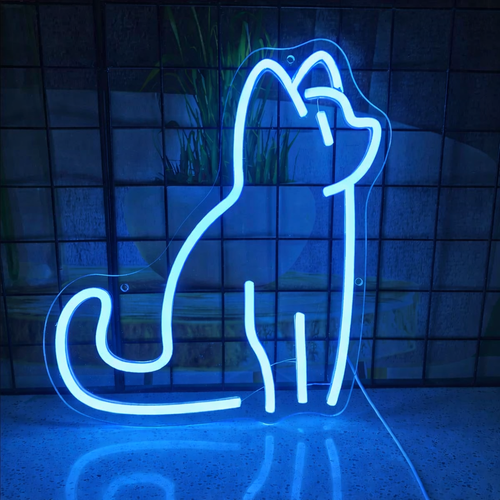 Minimalist Sitting Cat LED Neon Sign for Bedroom, Desk & Cozy Room Decor