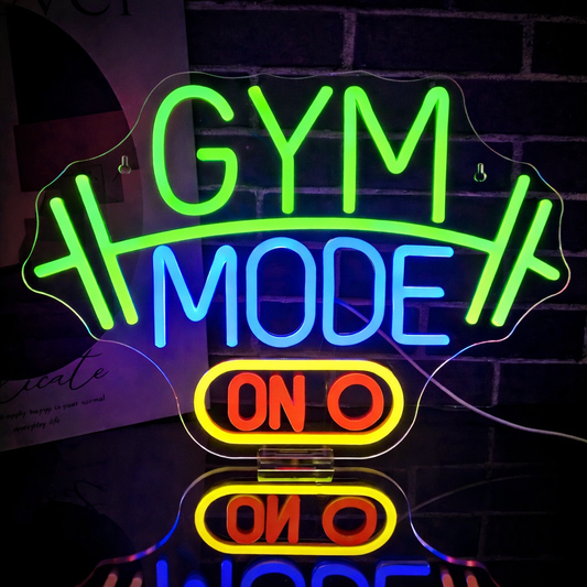 Gym Mode ON LED Neon Sign Multicolor Fitness Neon Light for Home Gym Wall Decor