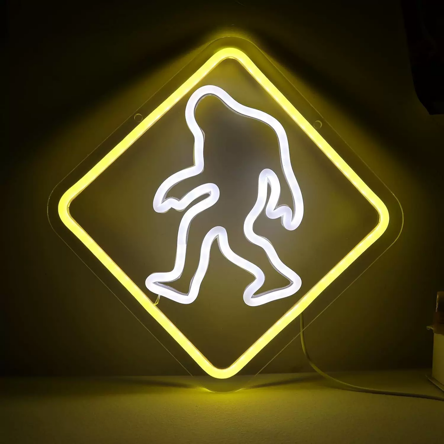 Bigfoot LED Neon Sign Yellow White Sasquatch Neon Light Wall Decor for Bedroom Game Room