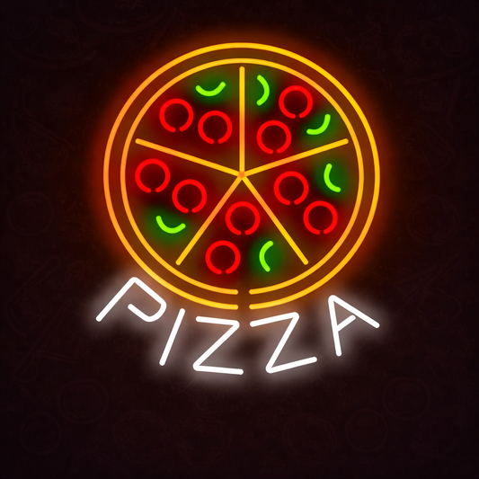 Pizza Round LED Neon Sign for Restaurant, Kitchen & Pizzeria Wall Decor