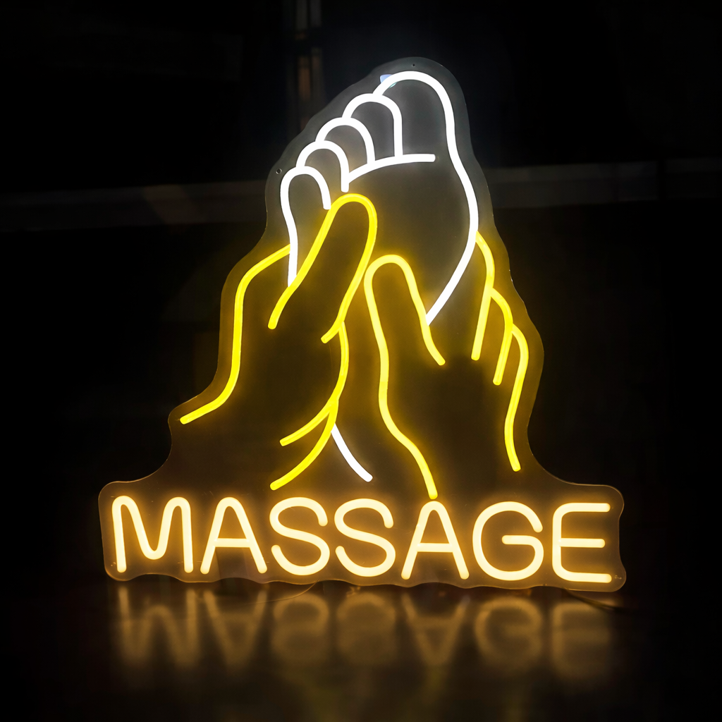 Minimalist Hand Gesture LED Neon Sign in Yellow for Aesthetic Room Decor