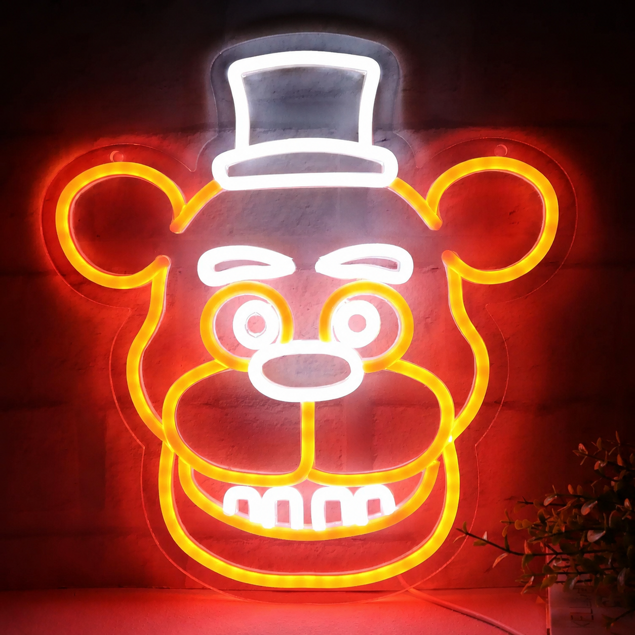 Cartoon Bear LED Neon Sign with Hat Funny Animal Face Neon Light Wall Decor for Kids Room Bar Game Room