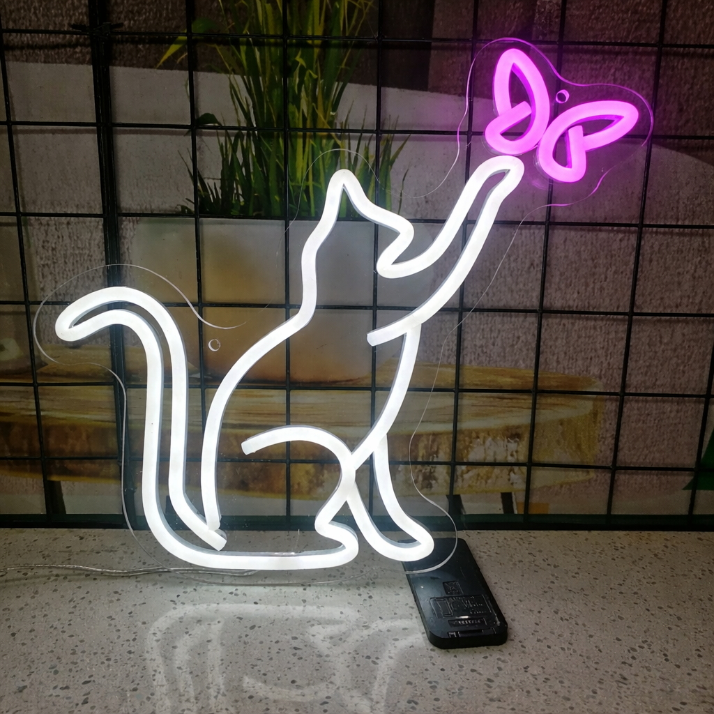 Butterfly LED Neon Mirror Sign for Vanity, Bedroom & Aesthetic Room Decor