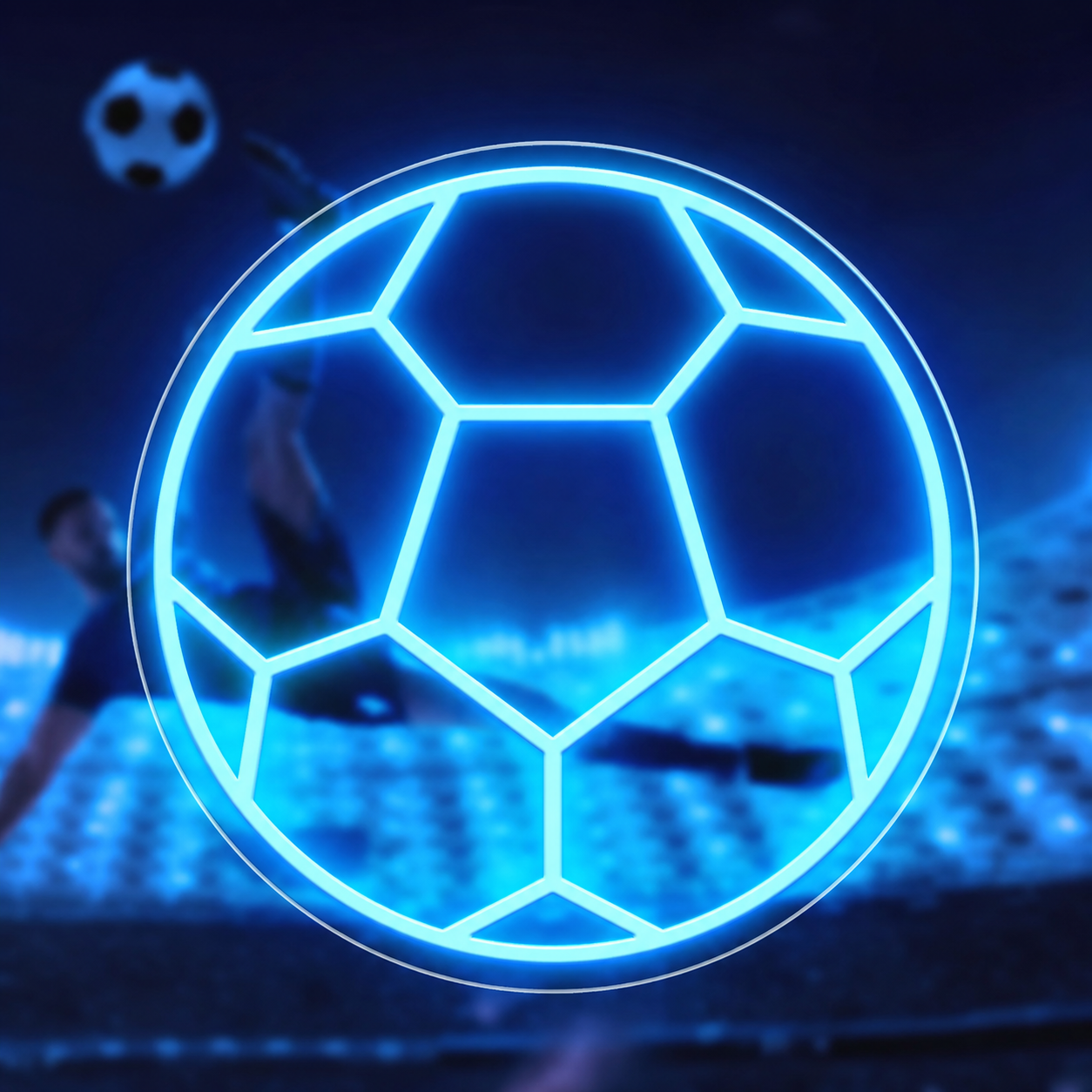 Soccer Ball LED Neon Sign Blue Football Neon Light Wall Decor for Sports Bar Game Room