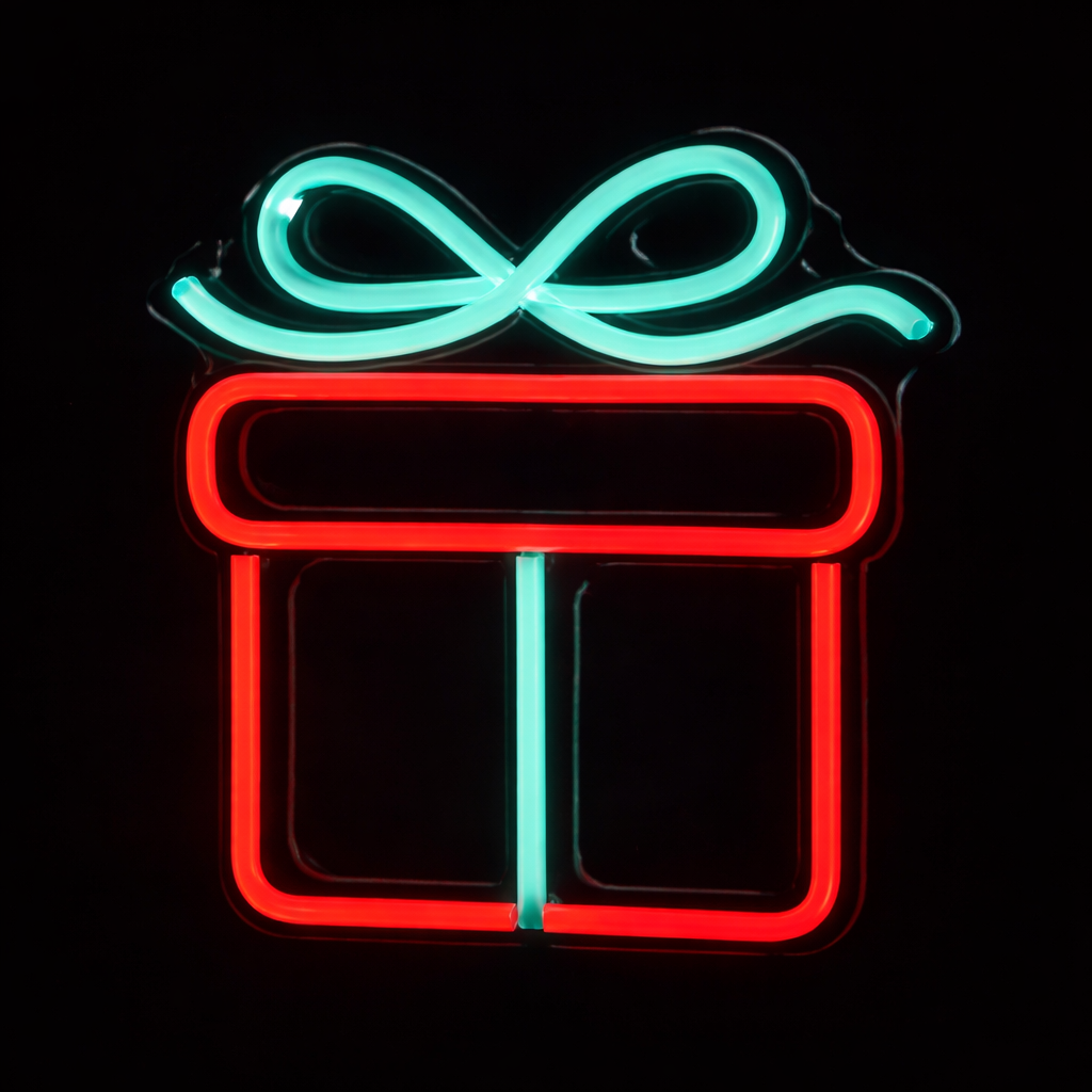 Christmas Gift Box Neon Sign LED Wall Light for Holiday Décor