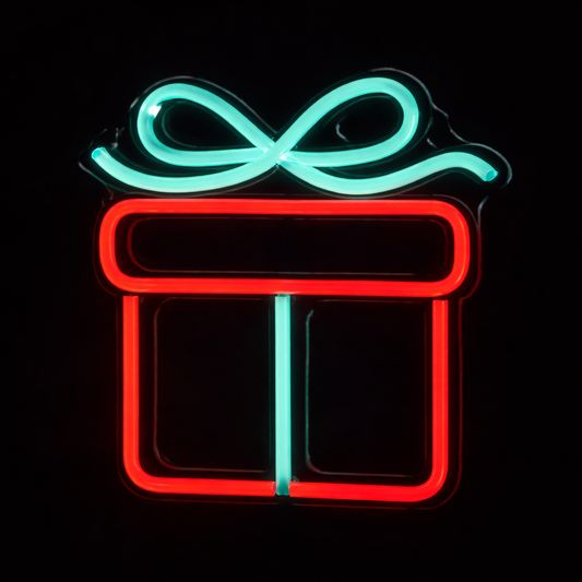 Christmas Gift Box Neon Sign LED Wall Light for Holiday Décor