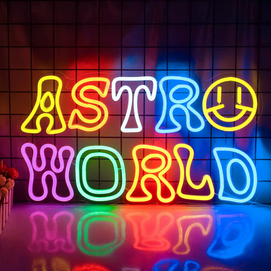 Colorful ASTRO WORLD LED Neon Sign for Gaming Room, Party Wall Decor & Aesthetic Room Setup
