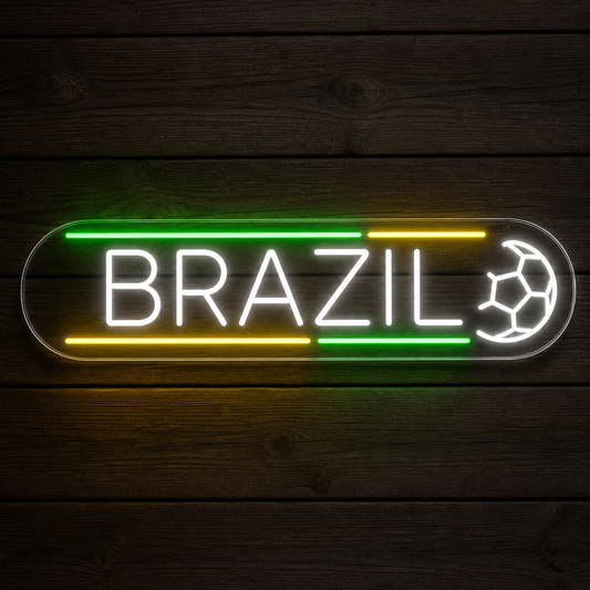 Brazil Soccer LED Neon Sign Brazilian Flag Football Neon Light Wall Decor for Sports Bar Game Room