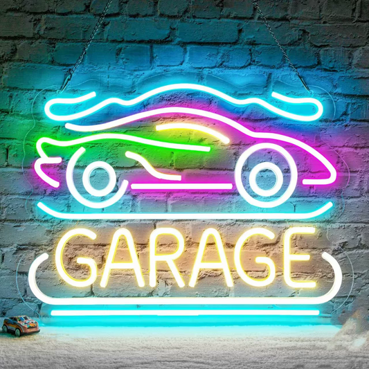 Sports Car Garage LED Neon Sign for Auto Enthusiast Wall Decor