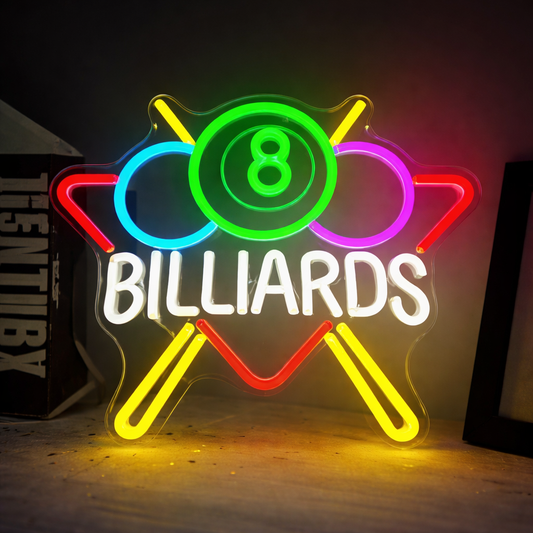 Colorful Billiards 8 Ball LED Neon Sign for Bar Game Room Wall Decor