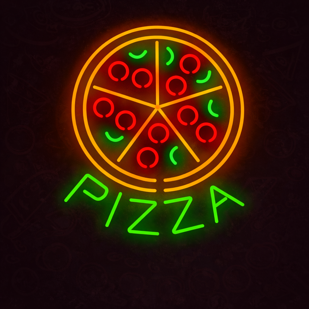 Pizza Round LED Neon Sign for Restaurant, Kitchen & Pizzeria Wall Decor