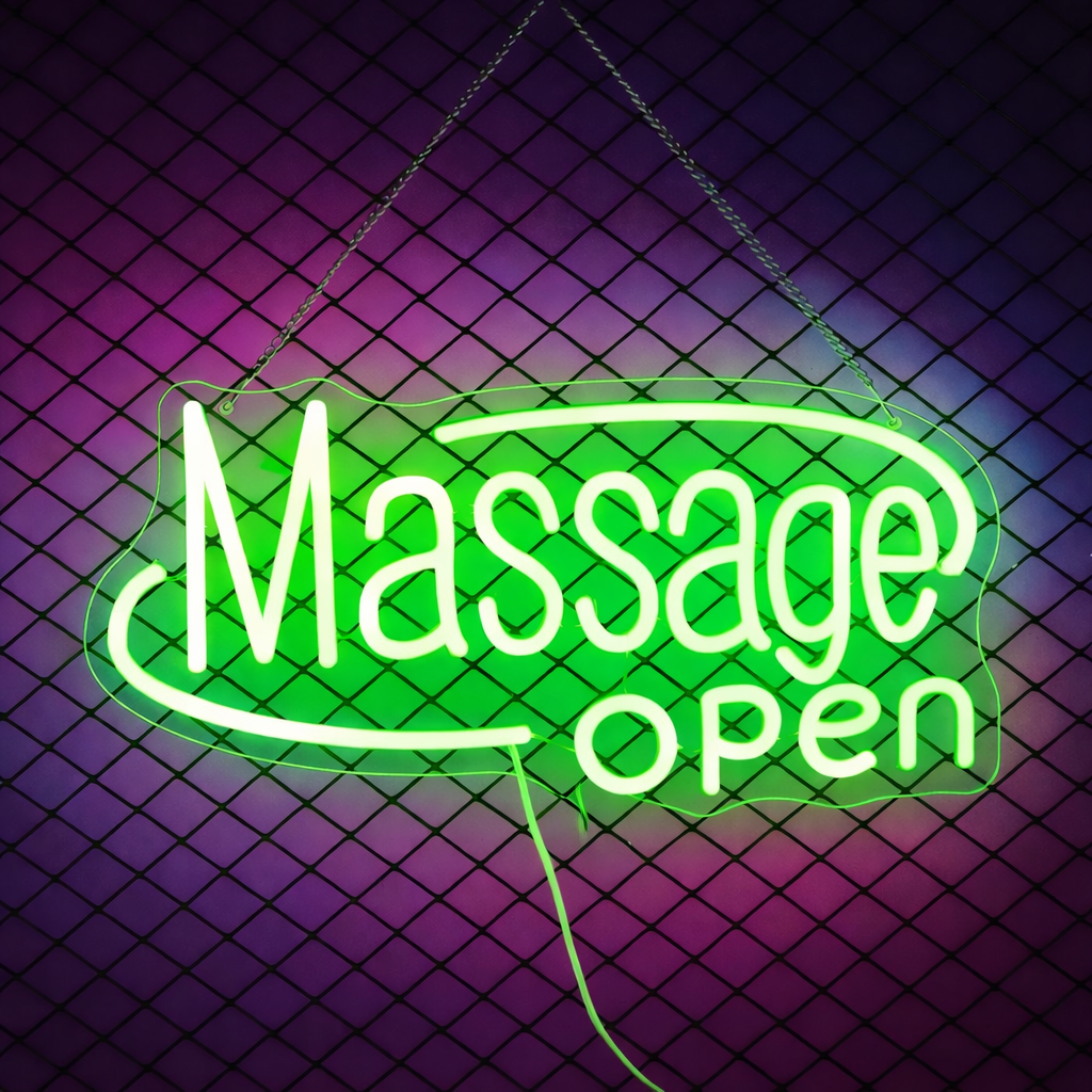 Massage LED Neon Sign in Bright Yellow for Spa Salon Shop Wall Decor