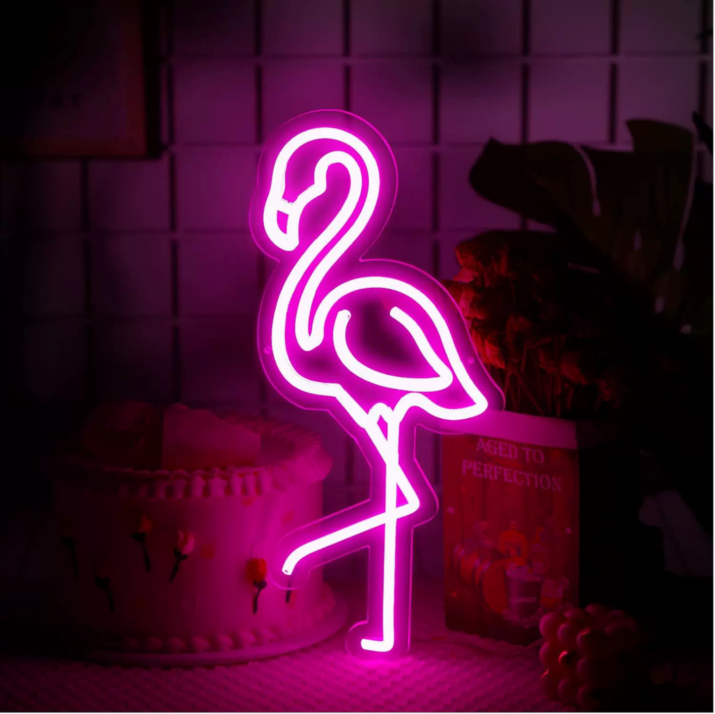 Pink Flamingo LED Neon Sign Minimalist Bird Neon Light Wall Decor for Bedroom Bar Party