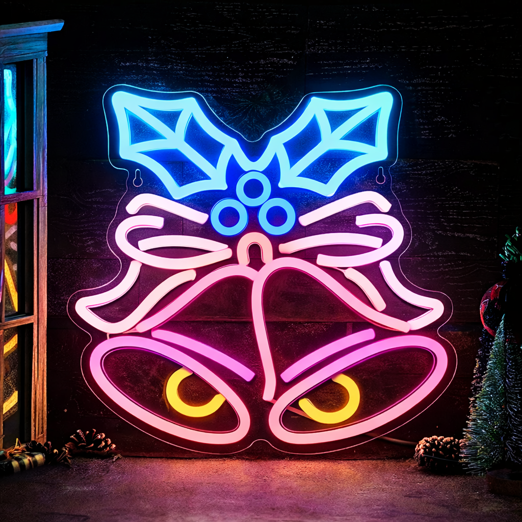 Christmas Bell Neon Sign LED Wall Light for Holiday Decor