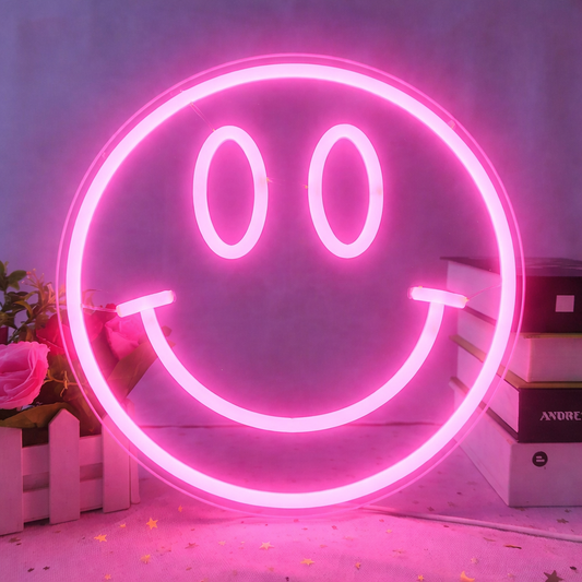 Classic Smiley Face LED Neon Sign for Bedroom Wall Decor Light