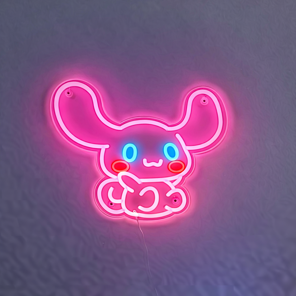 Cute Cartoon Bunny LED Neon Sign for Kids Bedroom Wall Decor Light