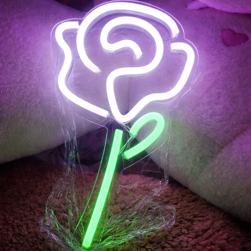 Rose LED Neon Sign for Bedroom Aesthetic Wall Decor Light