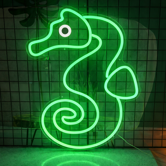 Minimalist Seahorse LED Neon Sign for Ocean Theme Bedroom Wall Decor