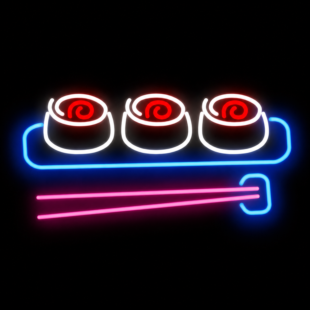 Sushi Roll LED Neon Sign with Chopsticks Japanese Food Neon Light Wall Decor for Restaurant Bar Kitchen