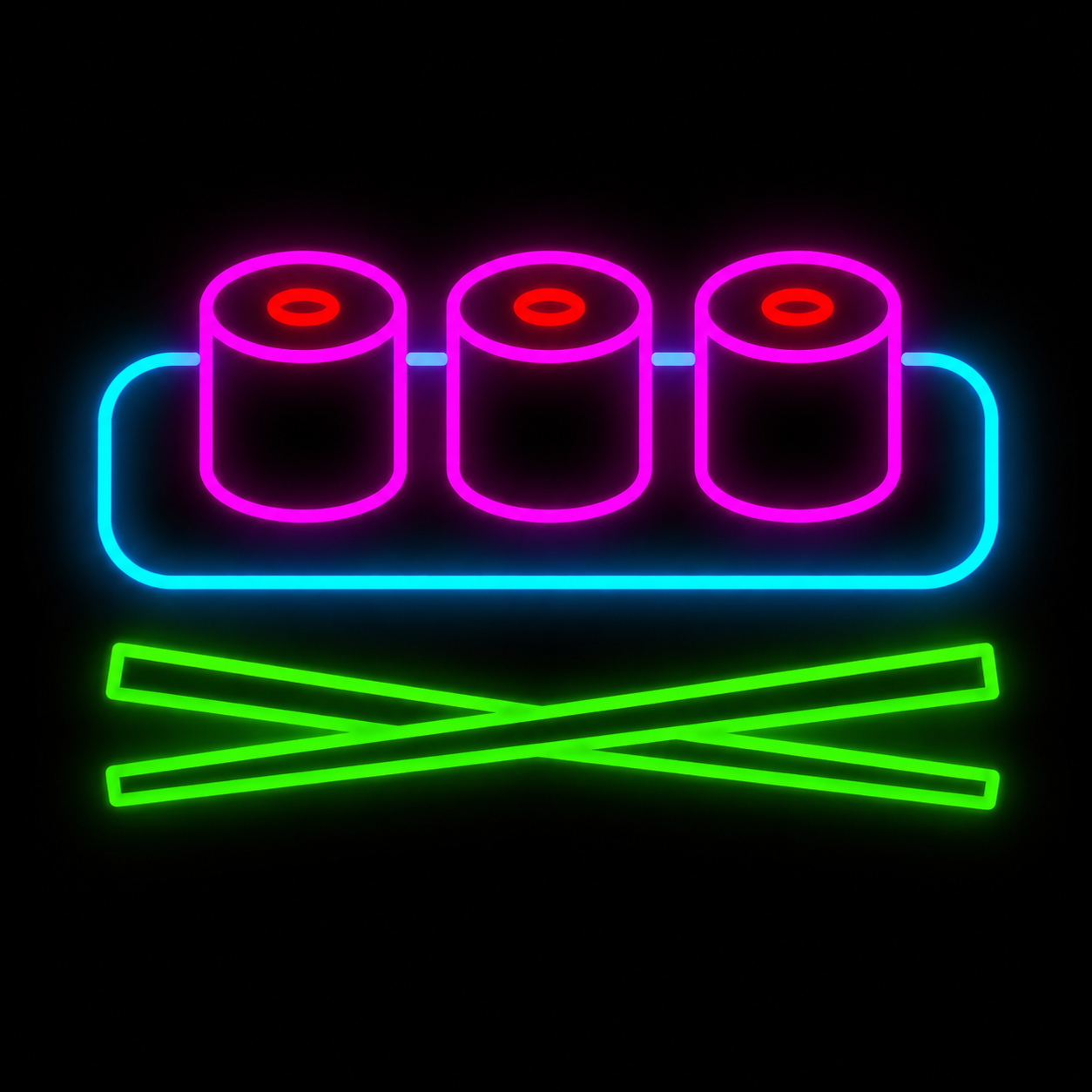 Minimalist Sushi Rolls LED Neon Sign with Chopsticks Japanese Food Neon Light Wall Decor for Restaurant Bar